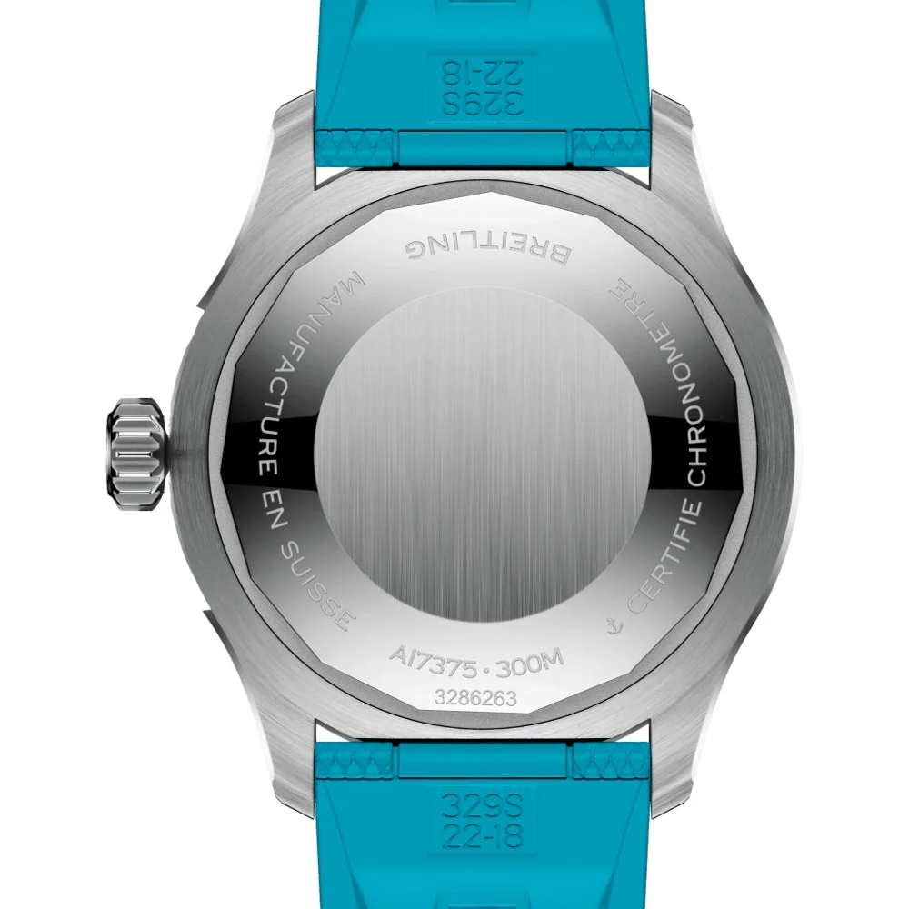 Superocean Automatic 42mm - Black w/ Rainbow Indices on Blue Rubber Strap - Image 4