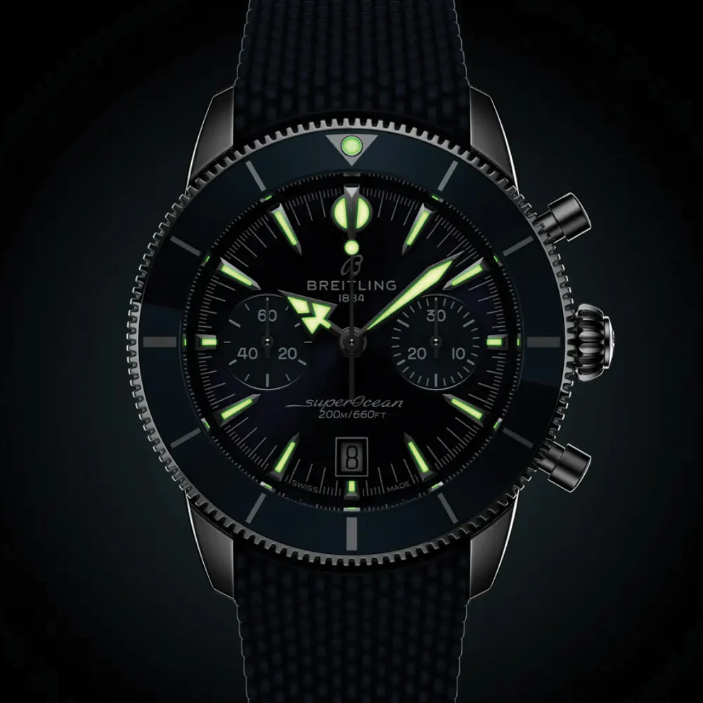Superocean Heritage B01 Chronograph 42mm - Blue on Rubber Strap - Image 3
