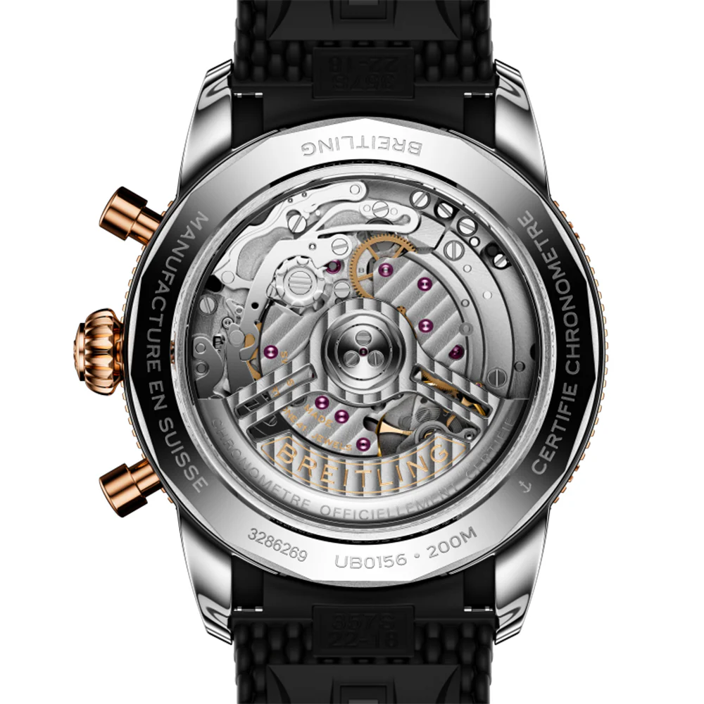 Superocean Heritage B01 Chronograph Steel & 18K Red Gold 42mm - Black on Rubber Strap - Image 2