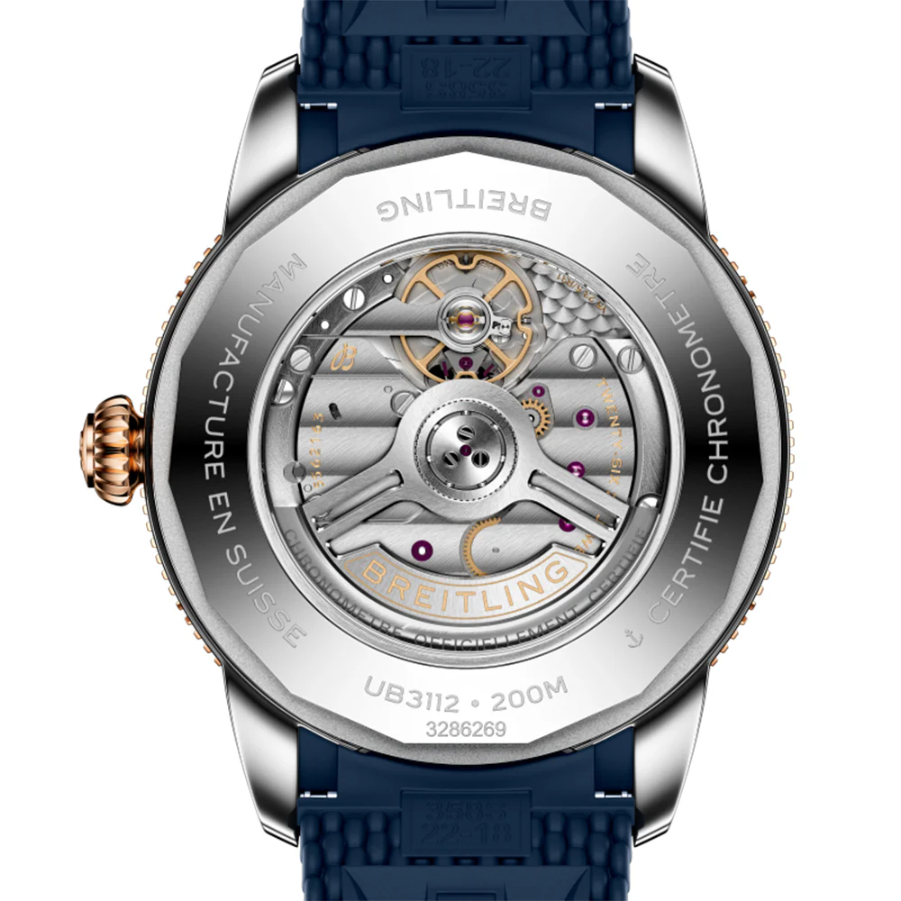 Superocean Heritage B31 Automatic Steel & 18K Red Gold 44mm - Blue on Rubber Strap - Image 2