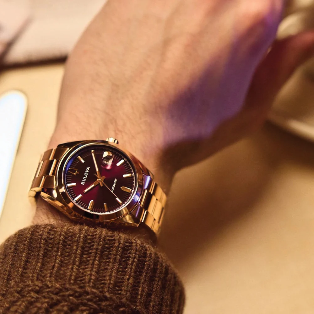 Classic Surveyor Automatic Rose Gold 39mm - Aubergine Purple on Bracelet - Image 2
