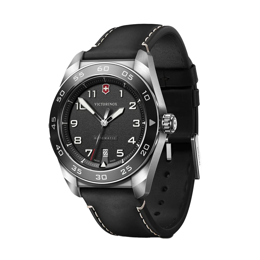 Swiss Army Automatic 42mm - Black on Black Leather Strap - Image 2