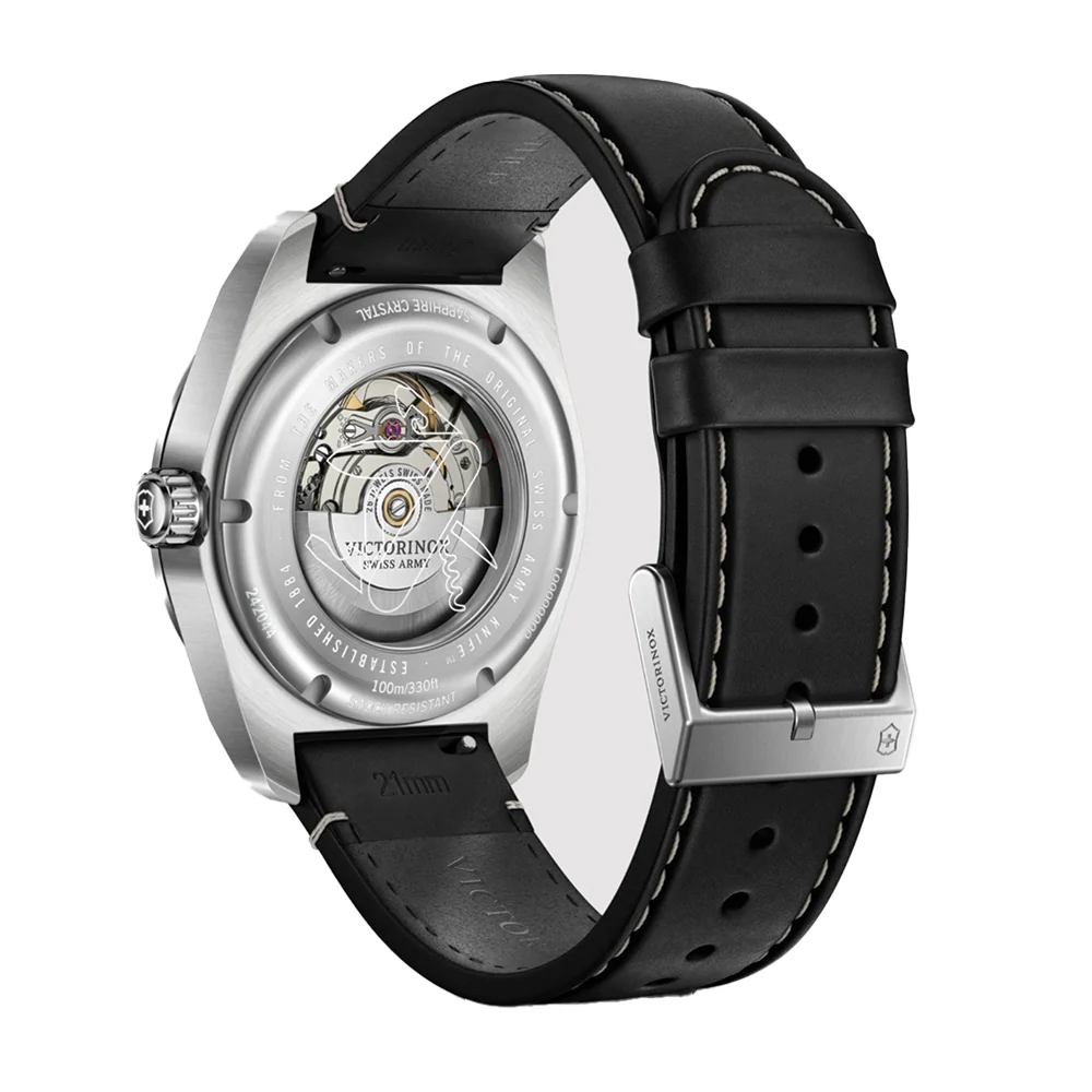 Swiss Army Automatic 42mm - Black on Black Leather Strap - Image 4