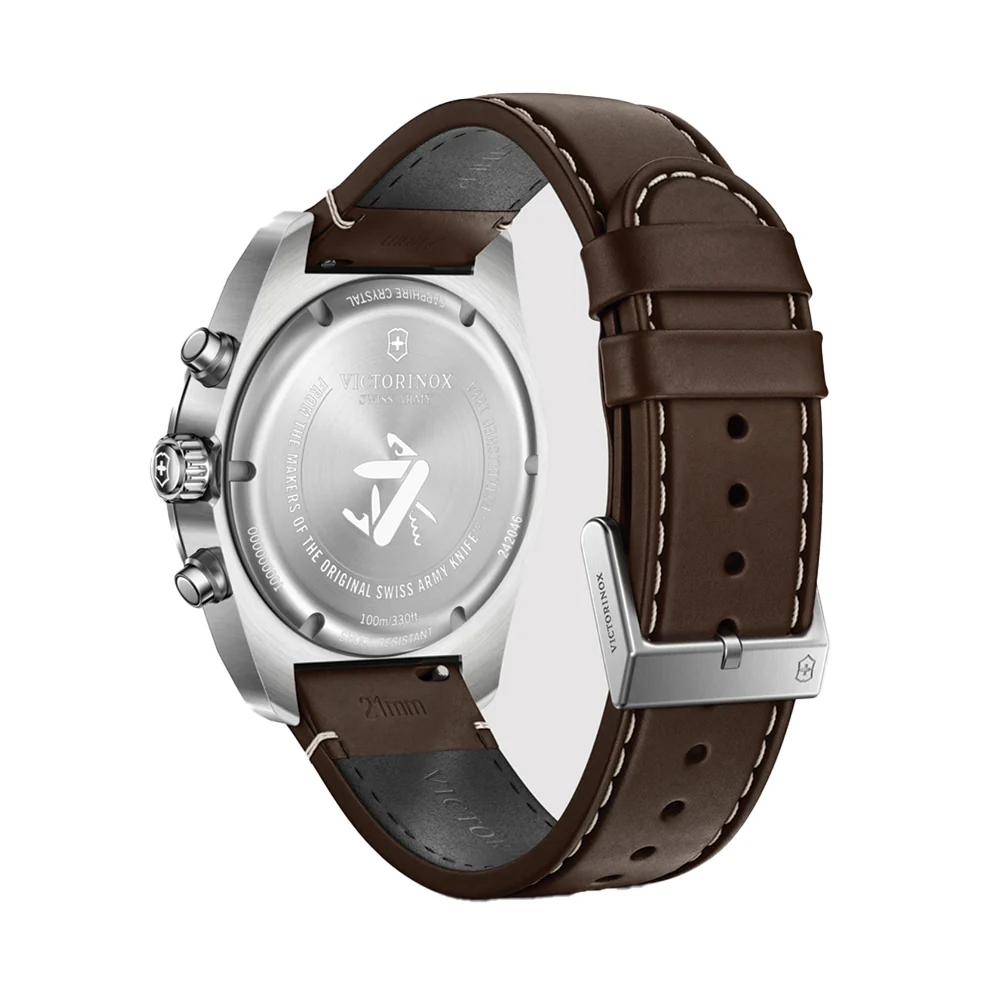 Swiss Army Chrono Quartz 42mm - Black on Brown Leather Strap - Image 4