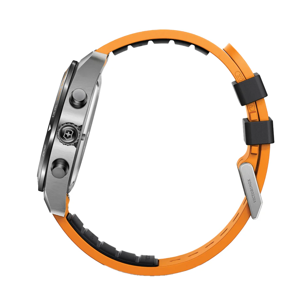 Swiss Army Chrono Quartz 42mm - Black on Black and Orange Rubber Strap - Image 6