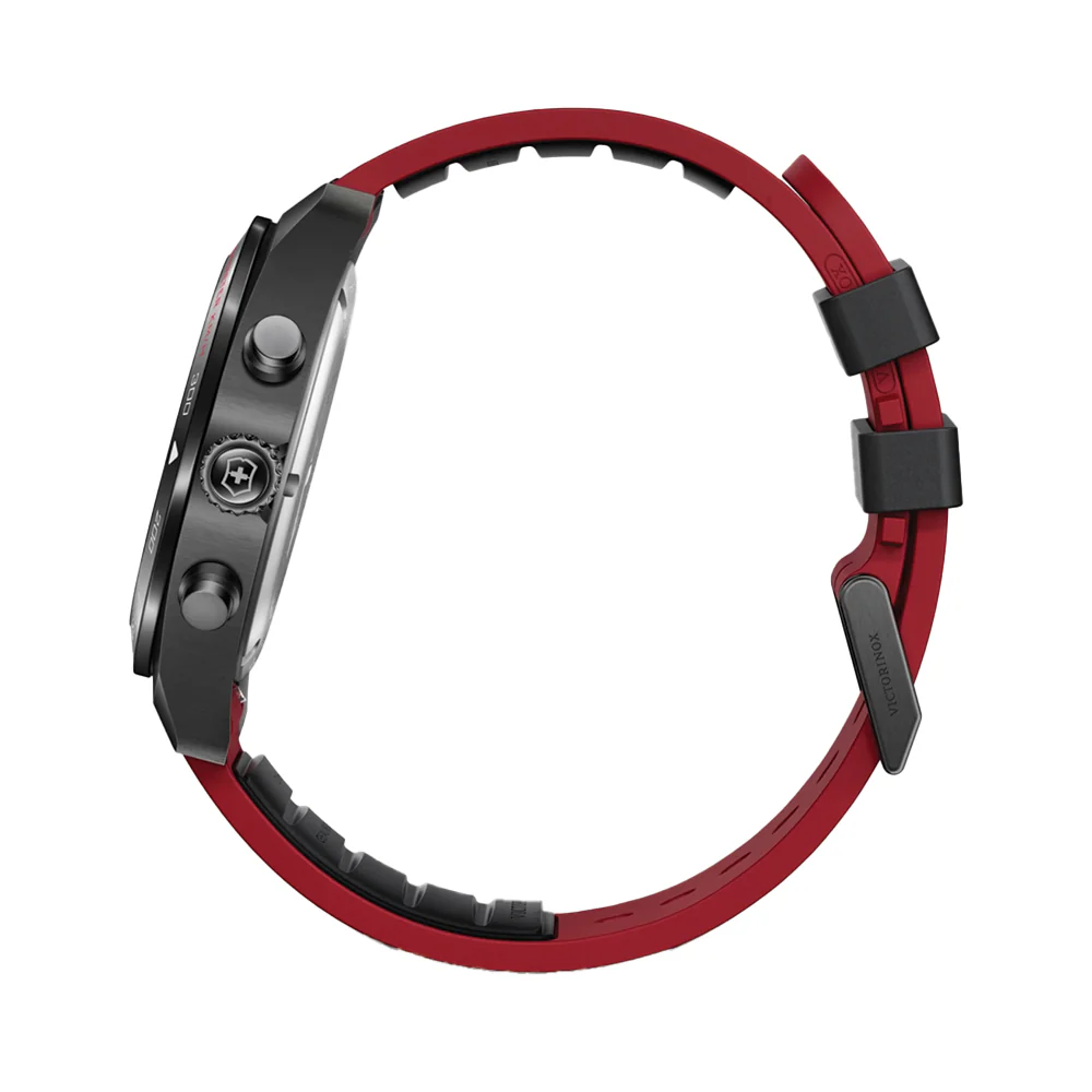 Swiss Army Chrono Quartz 42mm - Black on Black and Red Rubber Strap - Image 6
