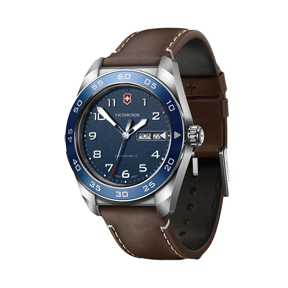 Swiss Army Quartz 42mm - Blue on Brown Leather Strap - Image 2