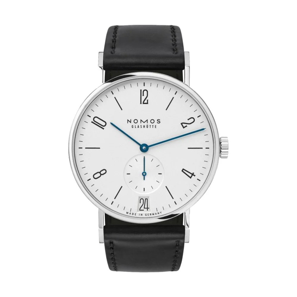 Tangente Date 38mm - White Silver-Plated on Leather Strap