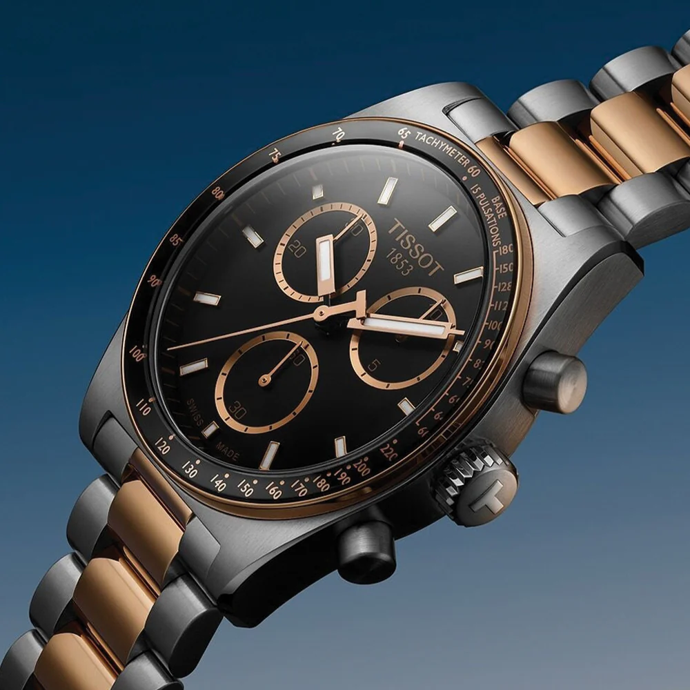 PR516 Quartz Chronograph Rose Gold PVD 40mm - Black on Two-Toned Bracelet - Image 2