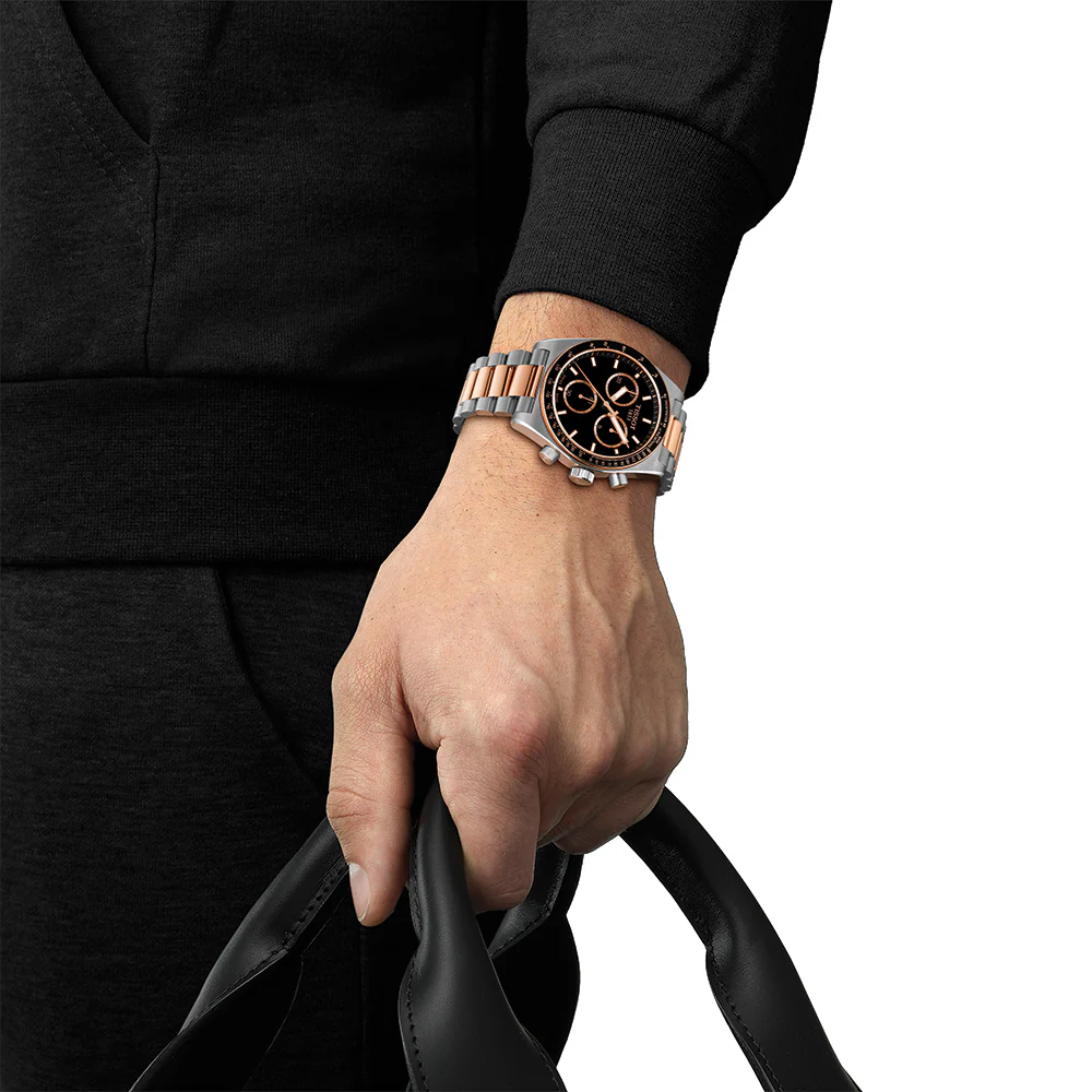PR516 Quartz Chronograph Rose Gold PVD 40mm - Black on Two-Toned Bracelet - Image 3