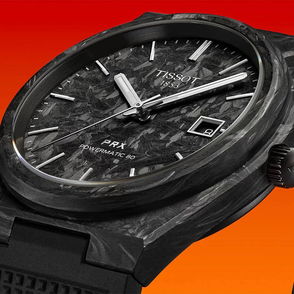 PRX Carbon Powermatic 80 40mm - Black on Rubber Strap - Image 5