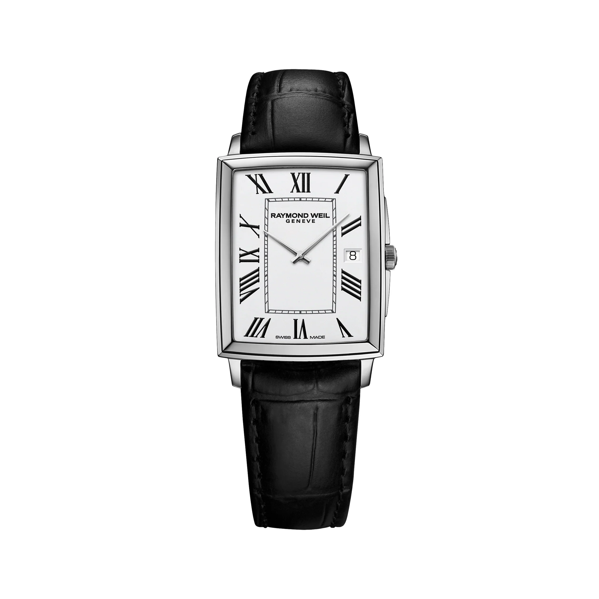 Toccata Square 37mm - White on Leather Strap