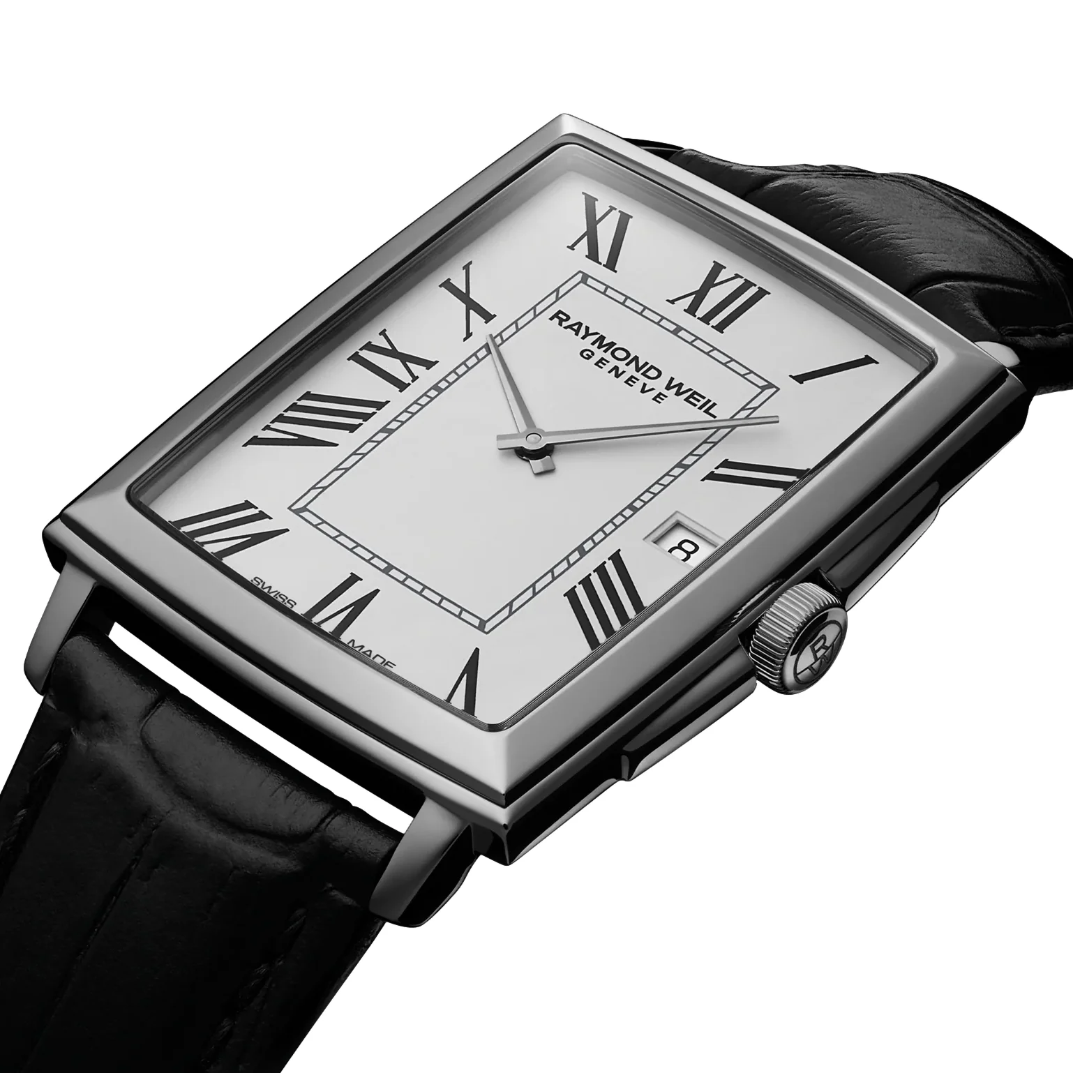 Toccata Square 37mm - White on Leather Strap - Image 2