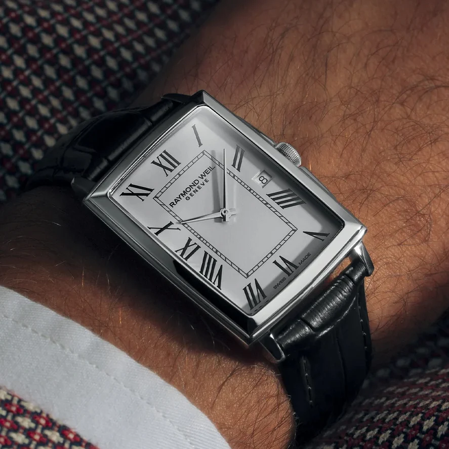 Toccata Square 37mm - White on Leather Strap - Image 3