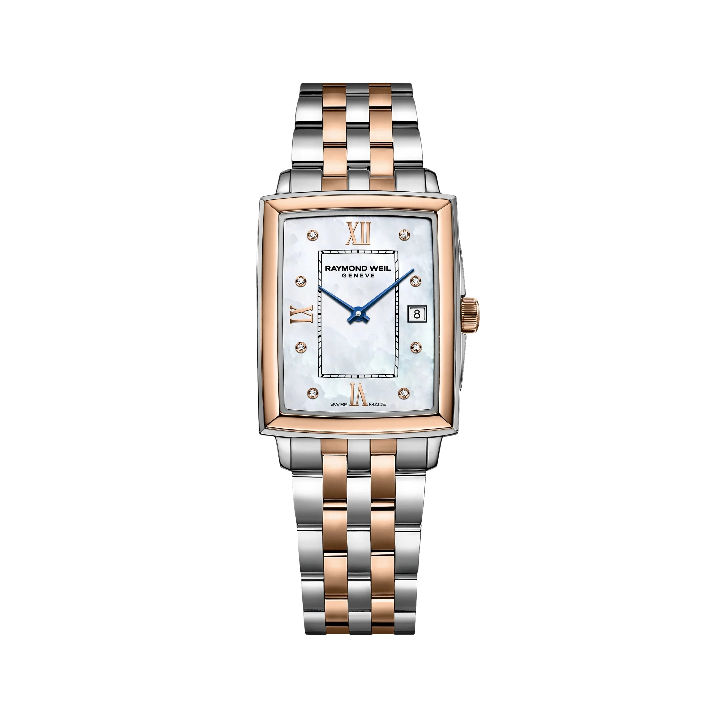 Toccata Square Rose Gold Two-Tone 28mm - Mother of Pearl w/ Diamonds on Bracelet