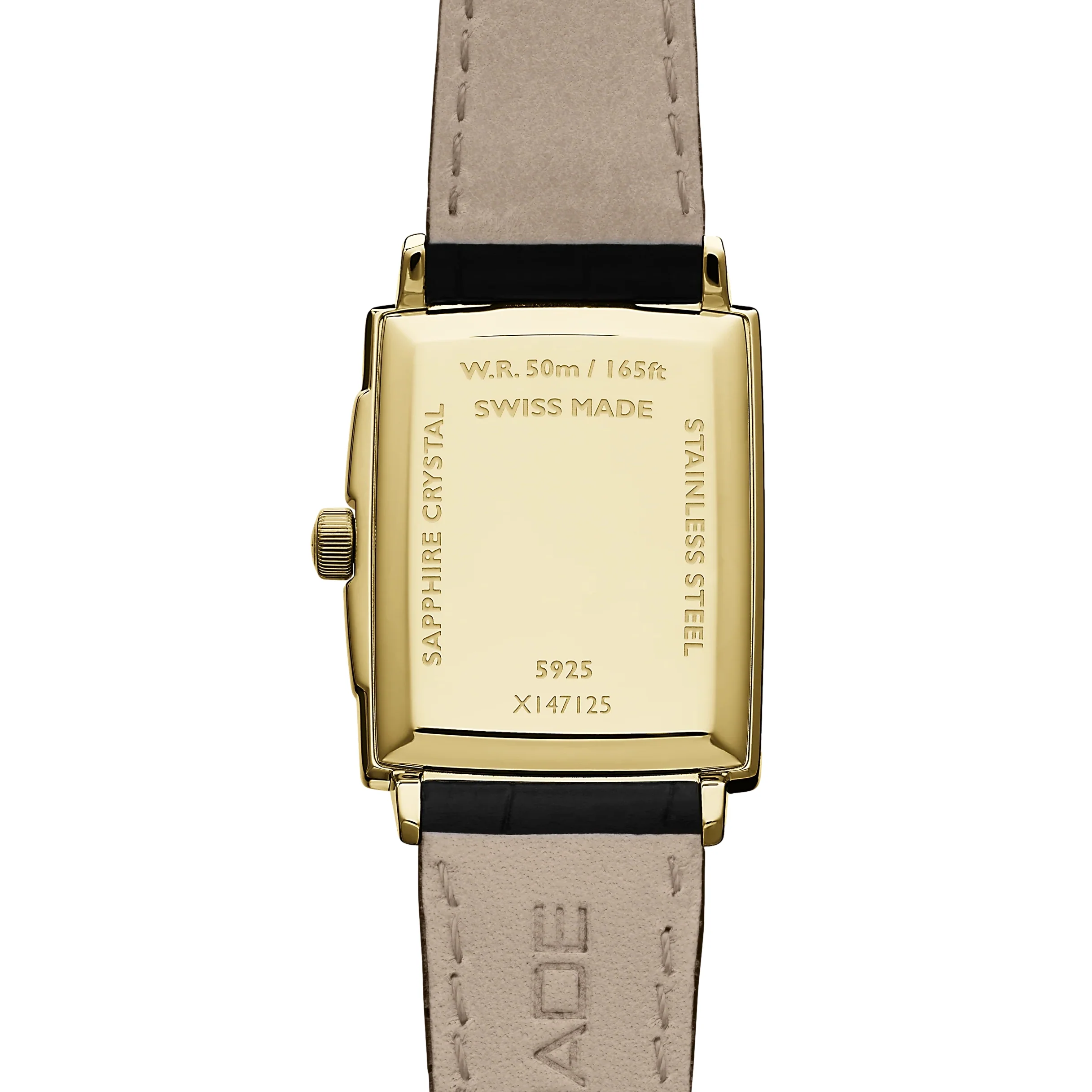 Toccata Square Yellow-Gold 28mm - White on Leather Strap - Image 2