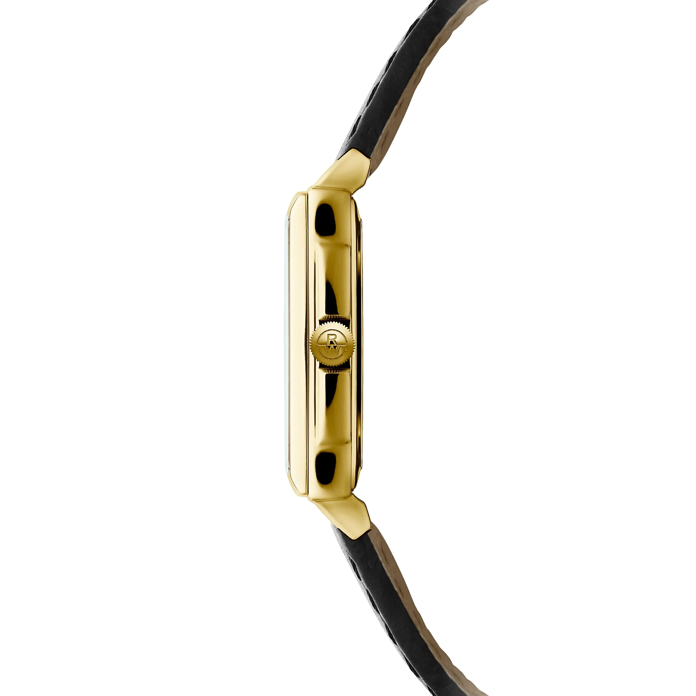 Toccata Square Yellow-Gold 28mm - White on Leather Strap - Image 3
