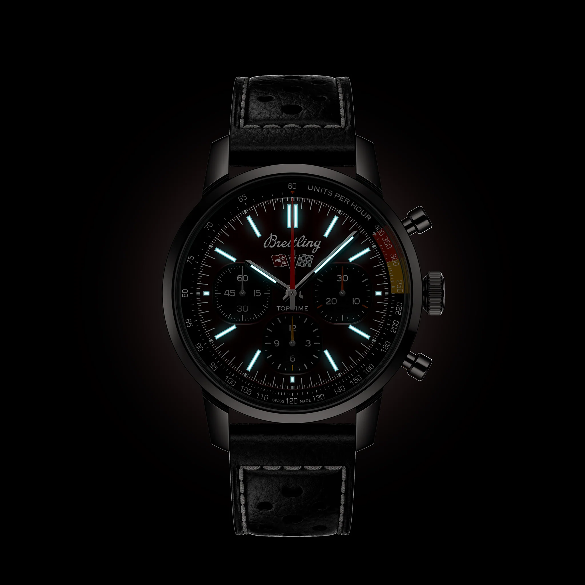 Top Time B01 Chevrolet Corvette 41mm - Red on Leather Strap - Image 6
