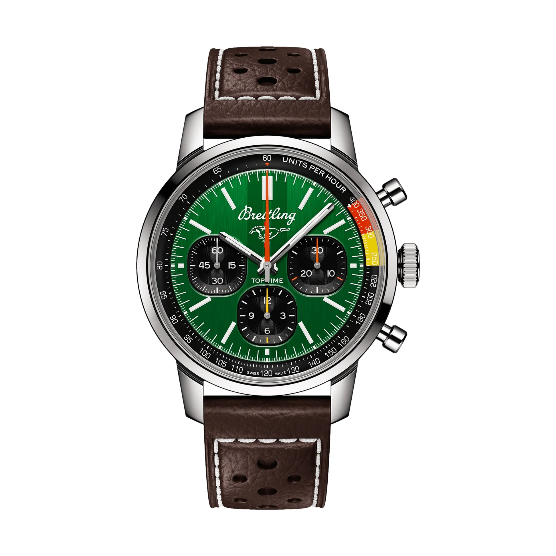 Top Time B01 Ford Mustang 41mm - Green on Leather Strap