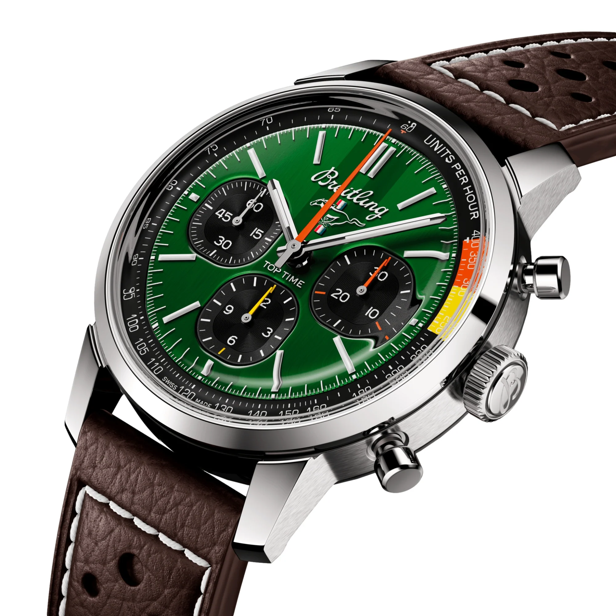 Top Time B01 Ford Mustang 41mm - Green on Leather Strap - Image 2