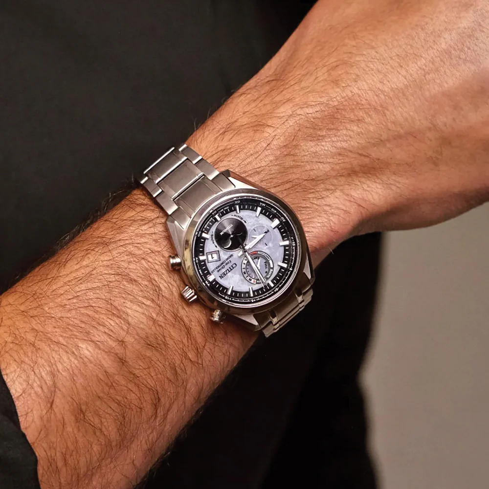 Tsuki-yomi A-T Super Titanium Radio-Controlled Moonphase 43mm - Grey on Bracelet - Image 2