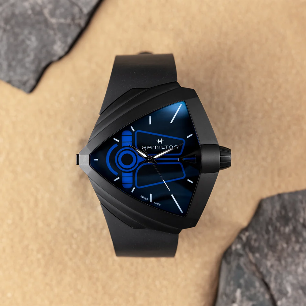 Ventura XXL Bright Dune Limited Edition Quartz Black PVD 52mm x 48mm - Black on Rubber Strap - Image 2