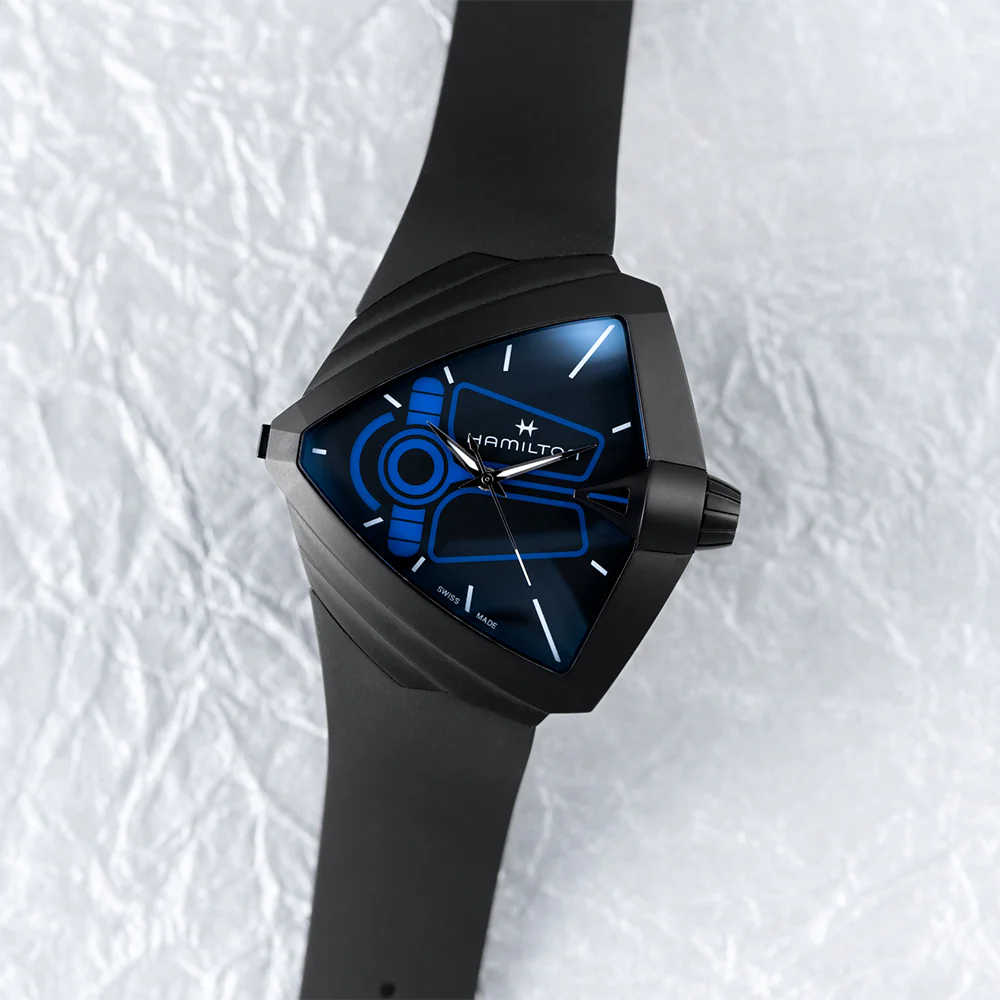 Ventura XXL Bright Dune Limited Edition Quartz Black PVD 52mm x 48mm - Black on Rubber Strap - Image 4