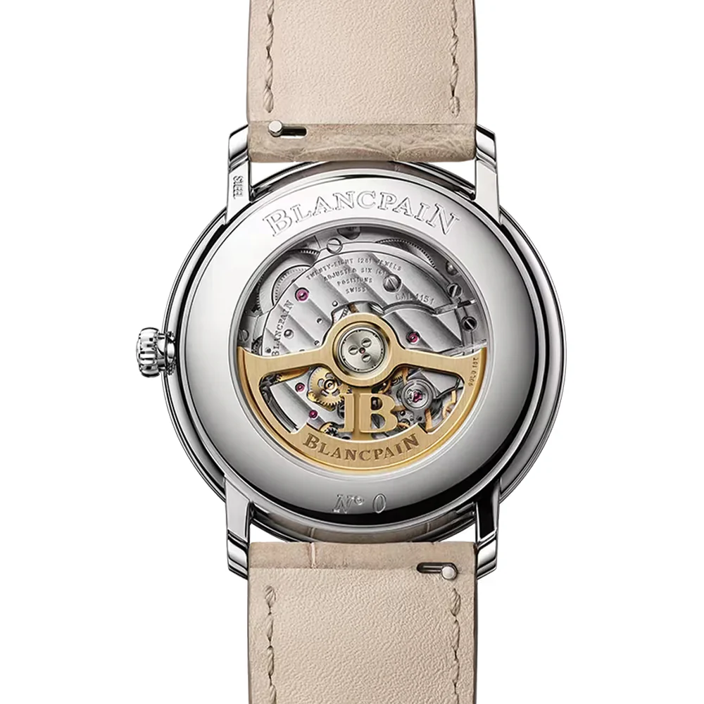 Villeret 40mm - Opaline Gold-Toned White on Alligator Leather Strap - Image 3