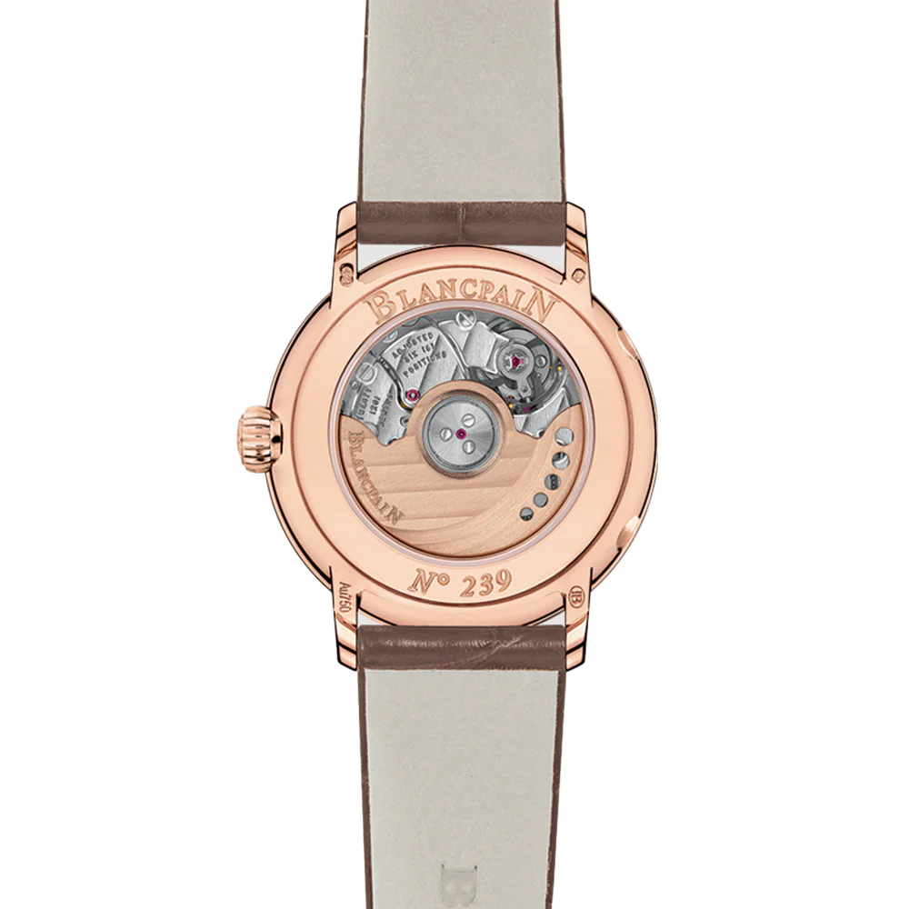 Villeret Calendar Moonphase Red Gold 29.2mm - Opaline on Leather Strap - Image 4