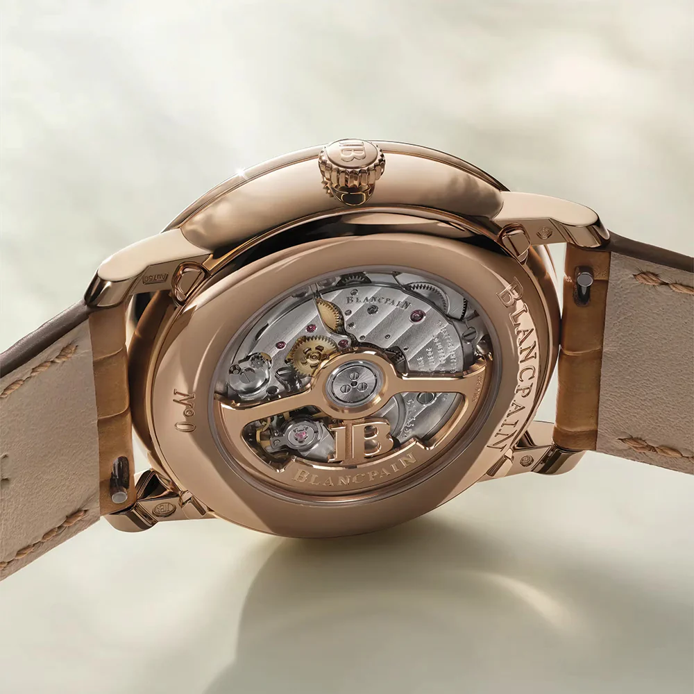 Villeret Moonphase Red Gold 40mm - Opaline Gold-Toned White on Alligator Leather Strap - Image 5
