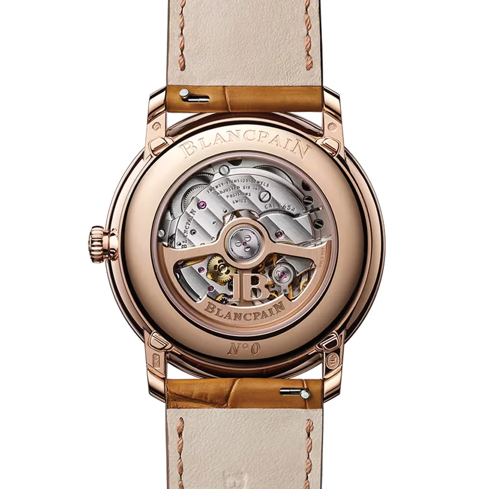 Villeret Moonphase Red Gold 40mm - Opaline Gold-Toned White on Alligator Leather Strap - Image 6