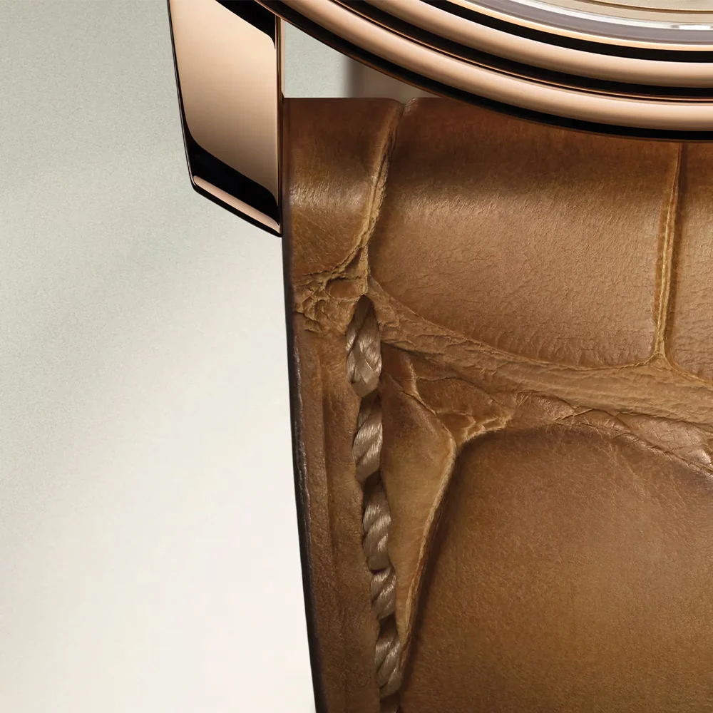 Villeret Moonphase Red Gold 40mm - Opaline Gold-Toned White on Alligator Leather Strap - Image 7