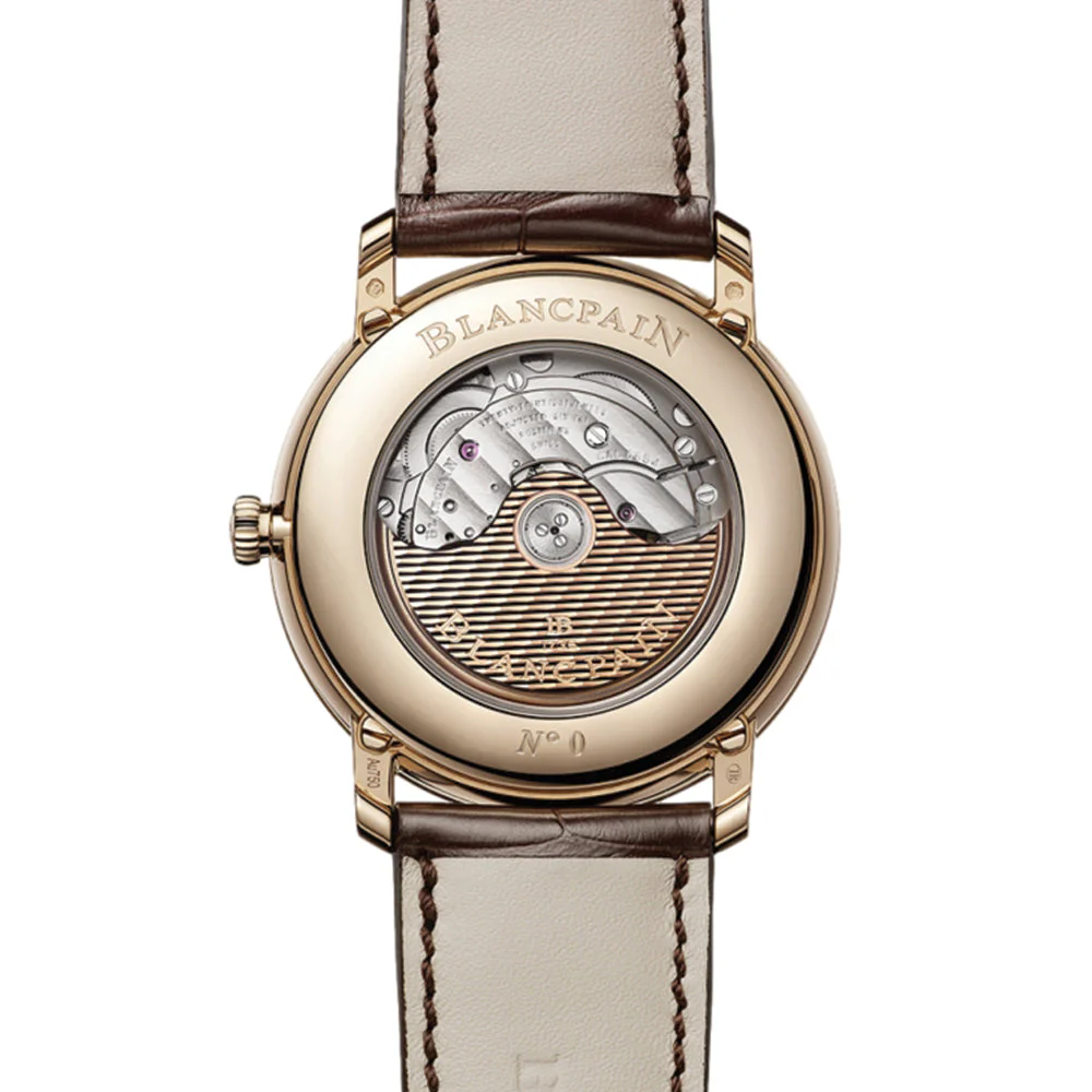 Villeret Complete Calendar Red Gold 40mm - Green on Leather Strap - Image 3