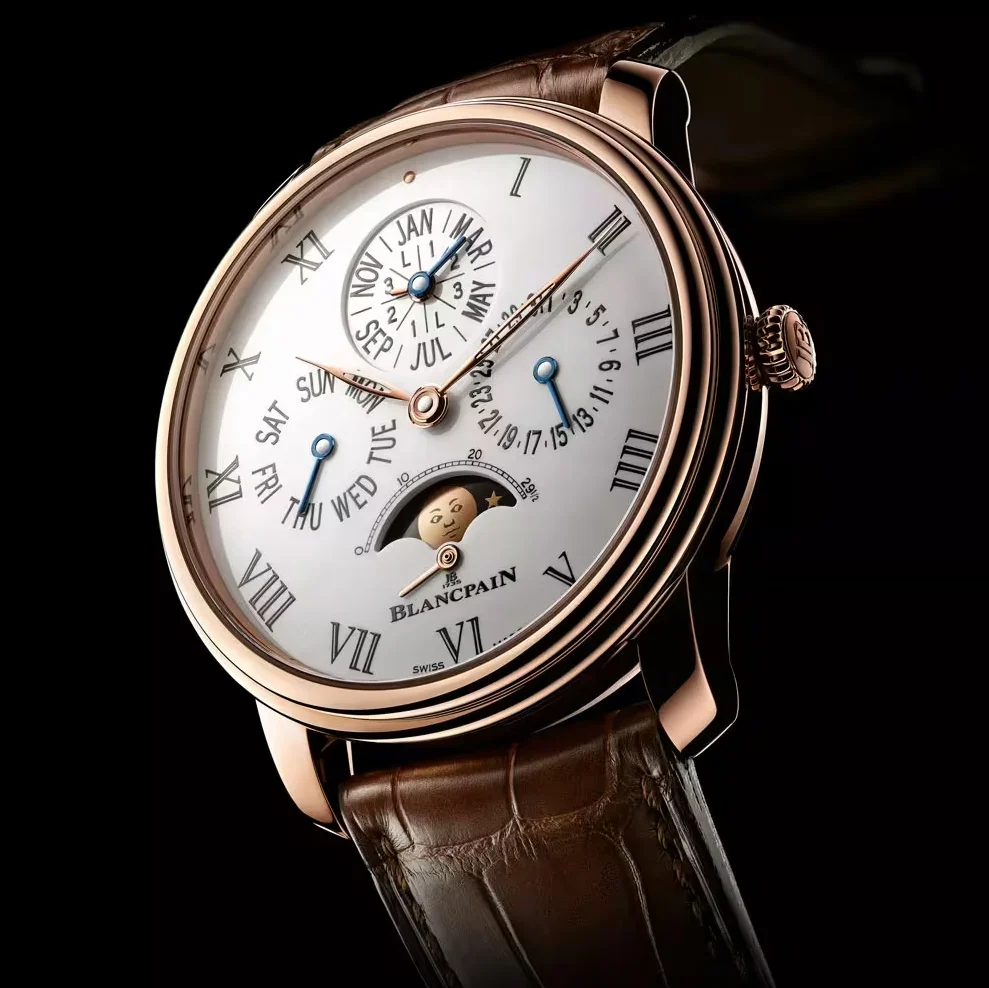 Villeret Quantième Perpétuel 8 Jours Red Gold 42mm - White on Leather Strap - Image 2