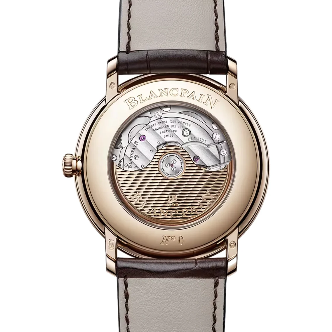 Villeret Ultraplate Red Gold 40mm - White on Leather Strap - Image 4
